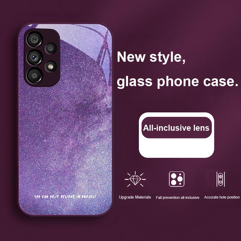 Brilliant Starry Sky For Samsung Galaxy S23 24 Plus S20 21 FE S25 Ultra A70 72 73 51 52 53 Tempered Glass Phone Case