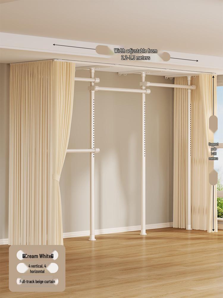 Floor-Standing Clothes Rack: Bedroom Hanger, Retractable Drying Rod, Coat & Hat Rack.