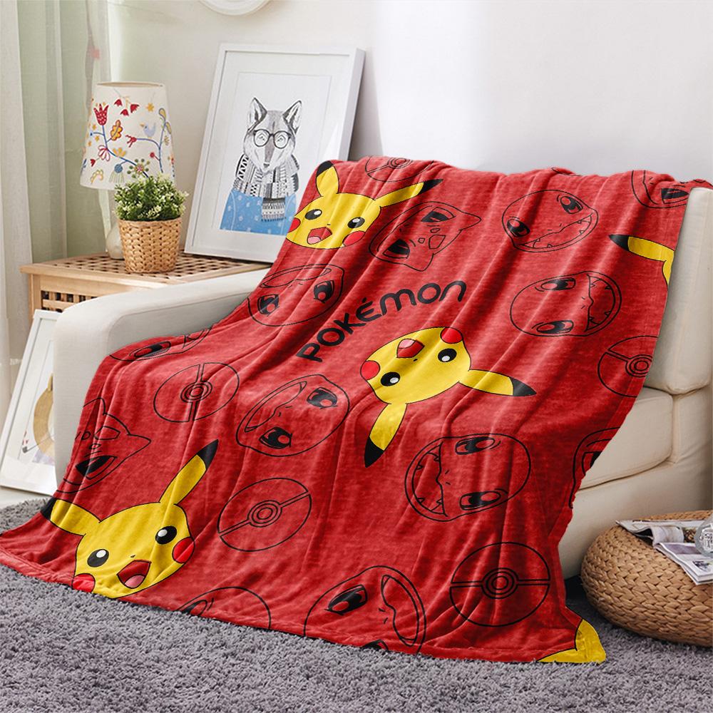 Pikachu and Eevee  Print Flannel Blanket, High quality Comfortable for All Seasons, Home Decor, Warmth and Comfort