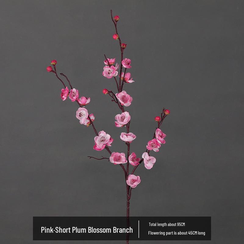 Artificial Plum Blossom Branch Decor - Winter Peach & Dried Flower Bouquet for Living Room, Chinese Home Decoration