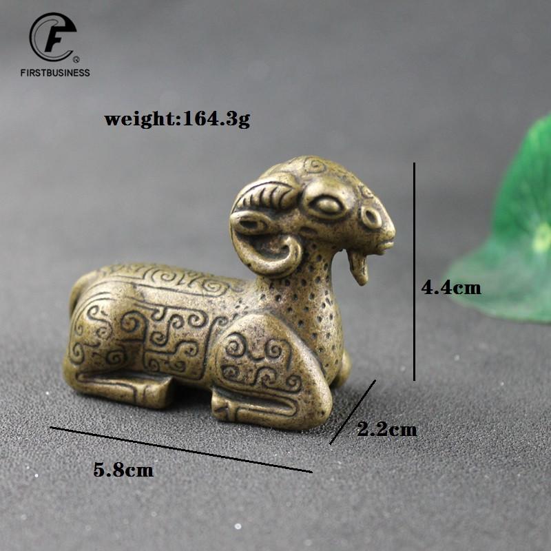 Antique Bronze Goat Statue Decoration Solid Brass Sheep Ornament Copper Tea Pet Desktop Paperweight Vintage Home Decor Accessory