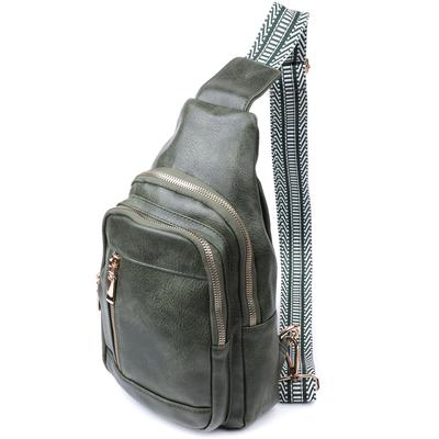 Stylish Sling Bag for Women Made of Eco-leather VINTAGE Bag 22745 Green