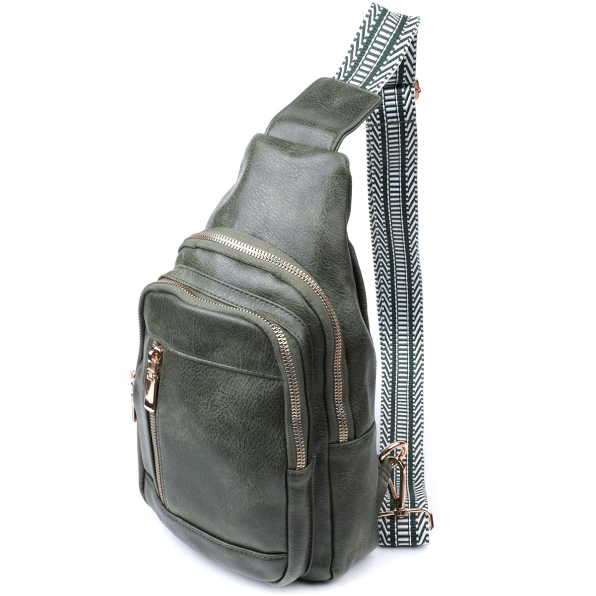 

Stylish sling bag for women made of eco-leather VINTAGE Bag 22745 Green