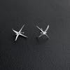 Zircon Inlaid Four Pointed Star Punk Neutral Creative Stud Earrings