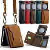 Crossbody Leather Cover Wallet Phone Case For For Samsung Galaxy Z Flip 7 6 5 4 3 Flip5 Flip4 5G Cards Slot Purse Protective Shell