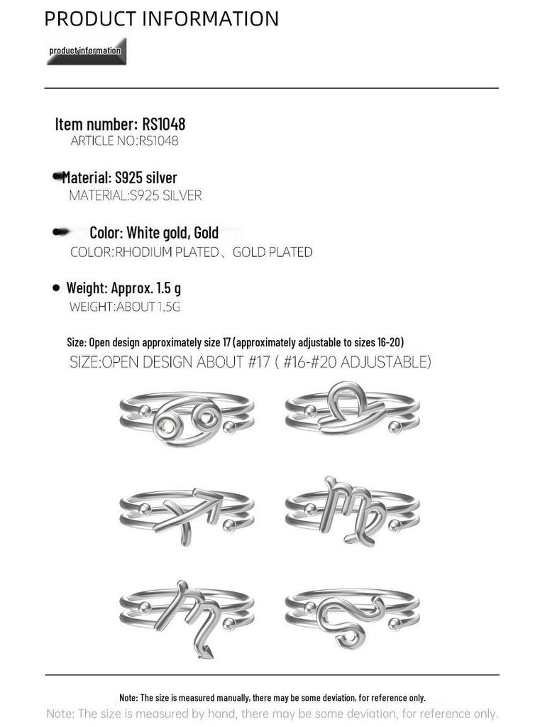 Banyan Tree S925 Silver Double-Layer Zodiac Ring: Elegant, Unisex, Trendy Index Finger Accessory