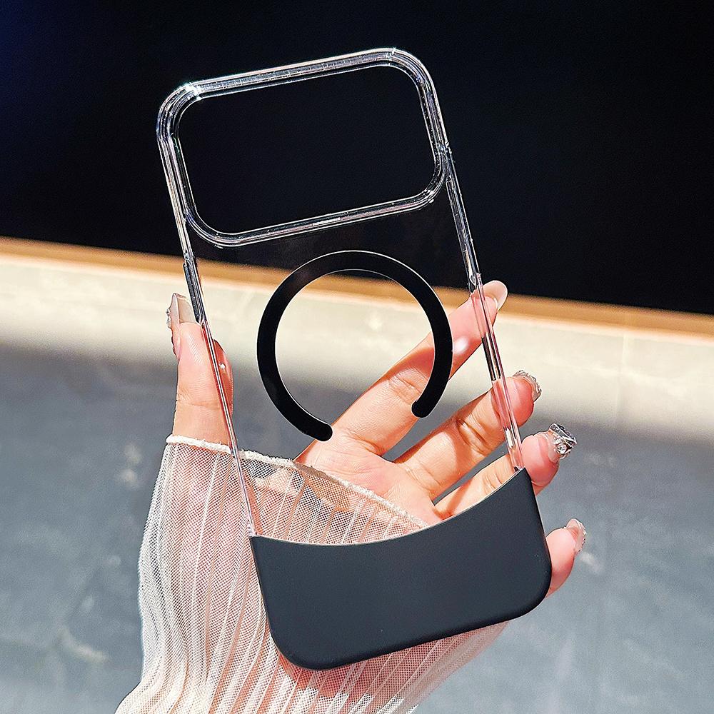 Luxury Splicing 2IN1 Transparent Phone Case For iPhone 17 16 15 14 13 12 Pro Max Plus 17Pro Air For Magsafe Magnetic Clear Cover