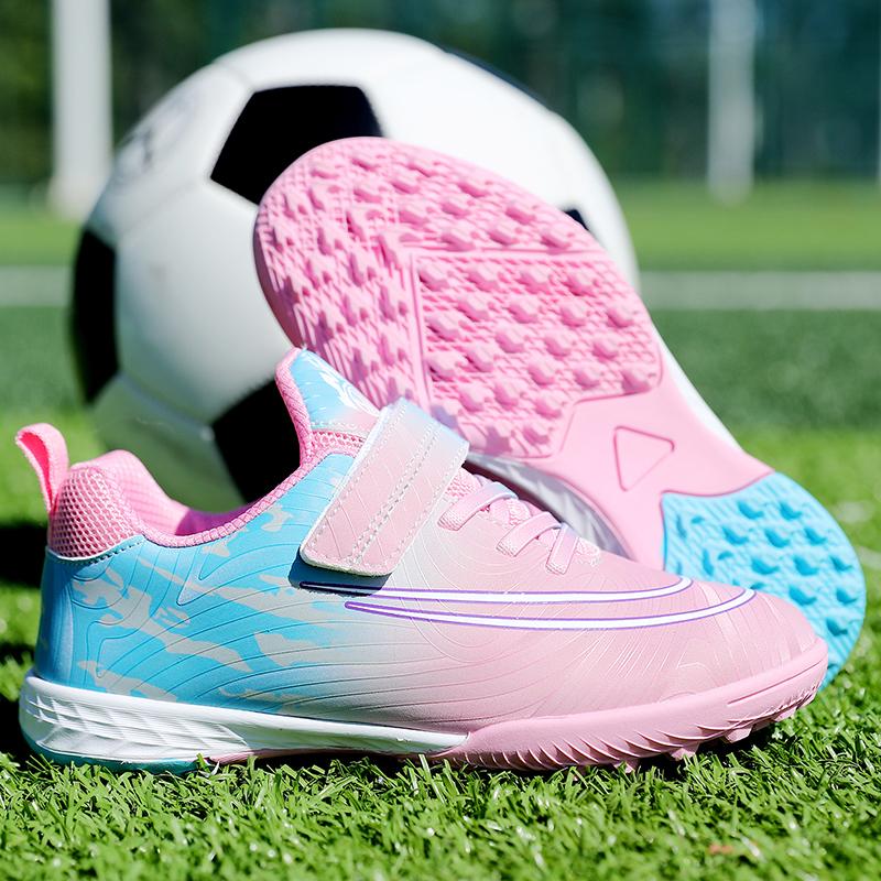 Children's Football Shoes for Girl Field Training Outdoor Sports Futsal Court Football Boot Pink Cute Turf Soccer Shoes for Kids