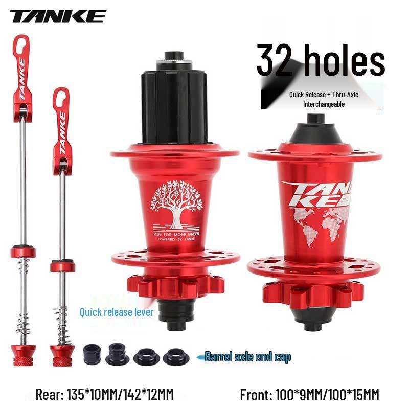 TANKE Mountain Bike 4-Bearing Hub: Quick Release Thru Axle, Iridescent Aluminum Alloy.