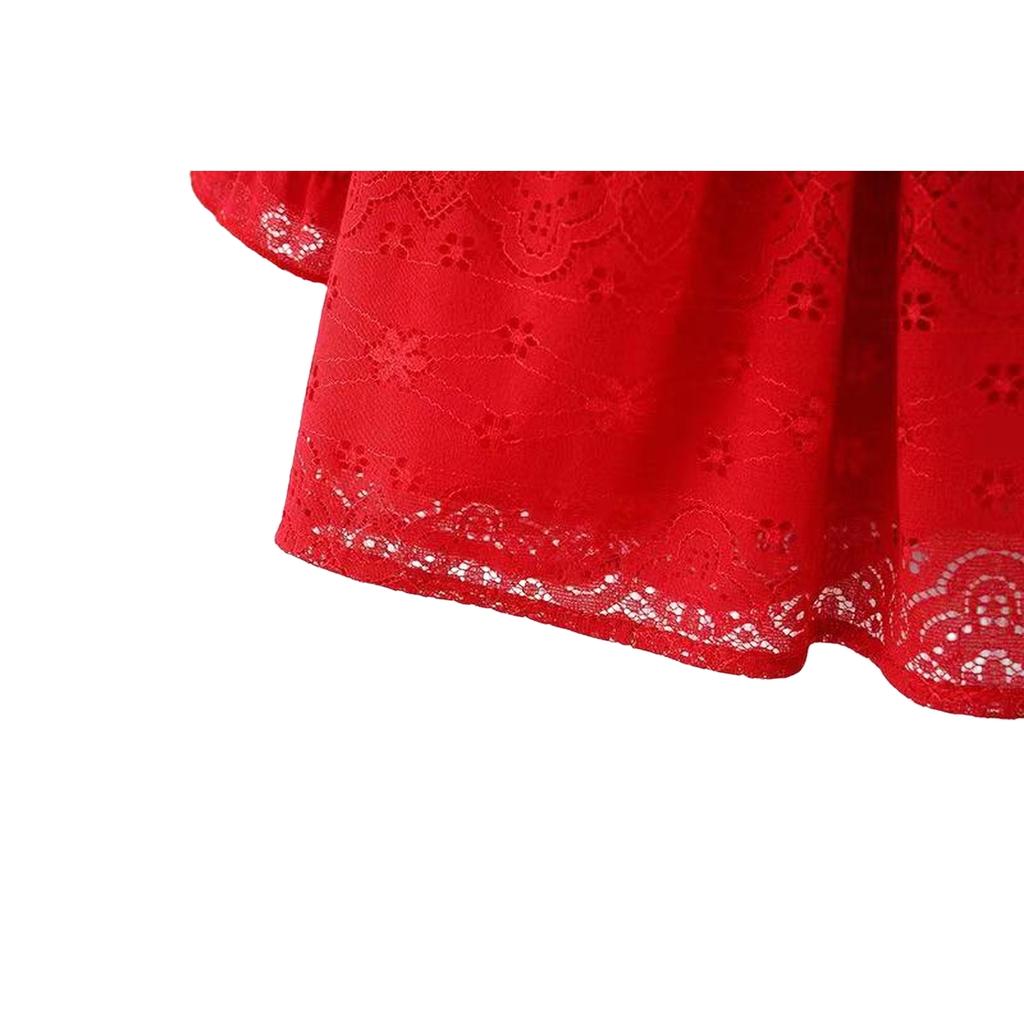 Girls Princess Dress with Lace Big Collar Embellishment for Wedding Birthday Party