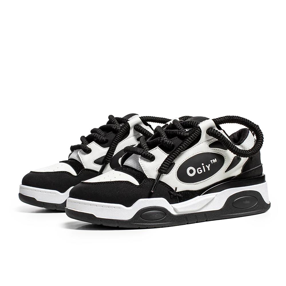 Sneakers Erkek Platform Koşu Spor Ayakkabıları Siyah Bağcıklı Erkek Vulkanize Ayakkabılar Kalın Tabanlı Sneakers Chaussure Homme