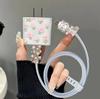 Cute Clear 3D Bowknot Pearl Wave Border USB Charger Protective Case For 18W-20W Laser Cable Winder Wire Protector Cover