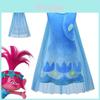 Encantador Vestido de Cosplay Trolls2 Poppy para Crianças Meninas com Capa Confortável