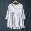 Women's Fashionable And Casual Shirt Long-sleeved V-neck Print Cotton And Linen Blouse