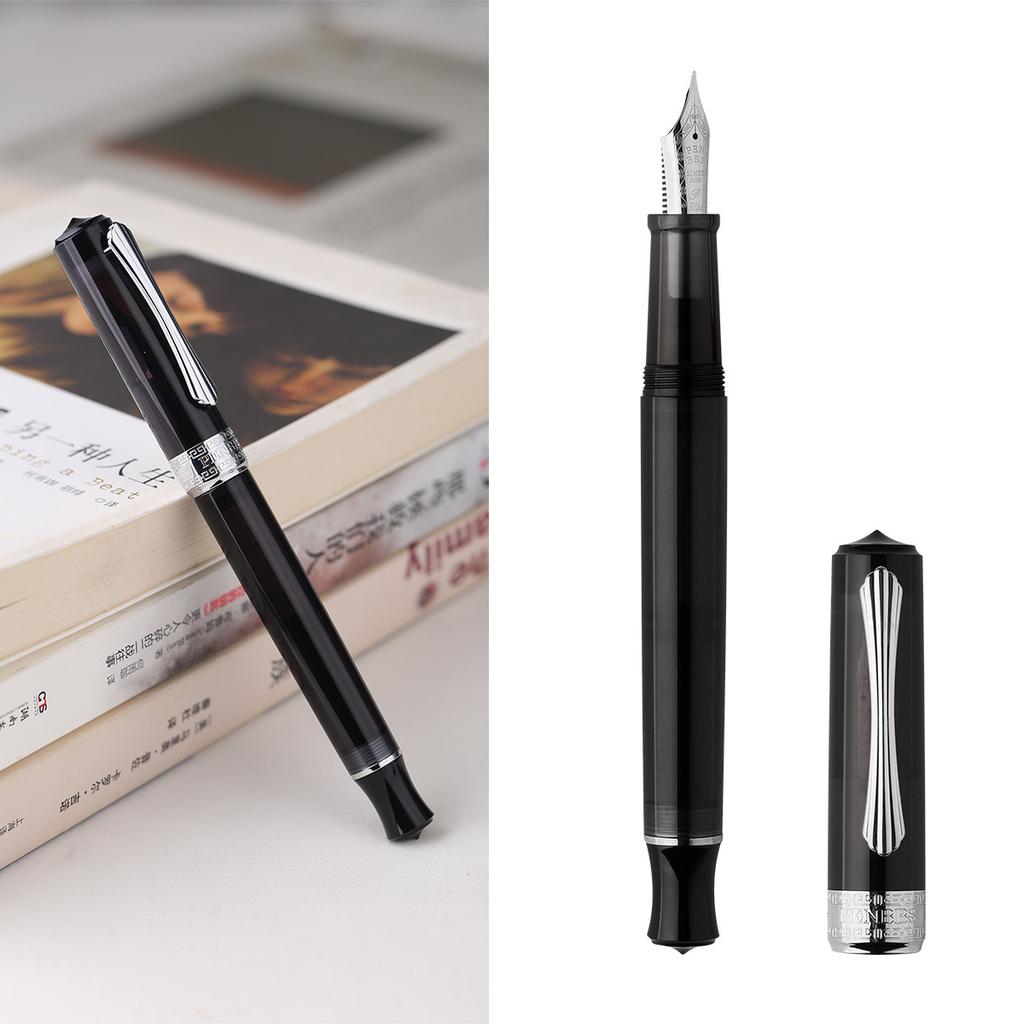 PENBBS 470 Vacuum Filling Fountain Pen Blade/Round Nib Pen Large Capacity Transparent Acrylic Business Writing Gift Pen