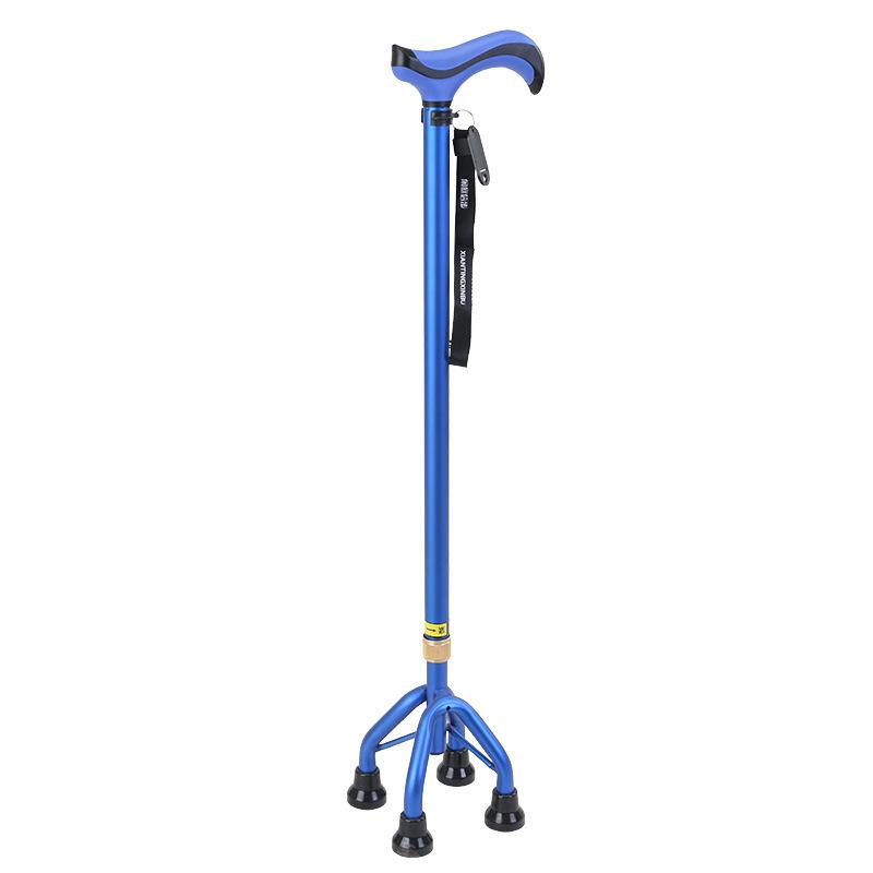 Lightweight Aluminum Alloy Four-Legged Cane with Soft Grip for Seniors - Anti-Slip, Adjustable Walking Stick.