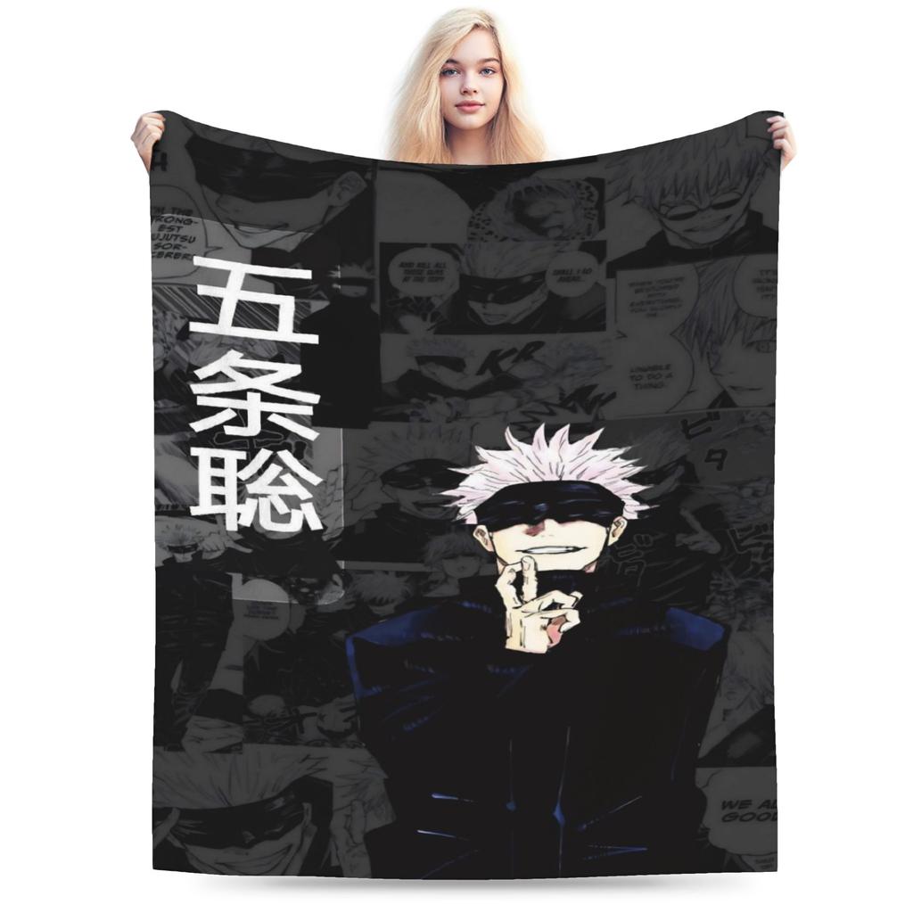 Warm Cozy Blanket Picnic Gojo Satoru Bedding Throws Novelty Bedspread For Couch Bed