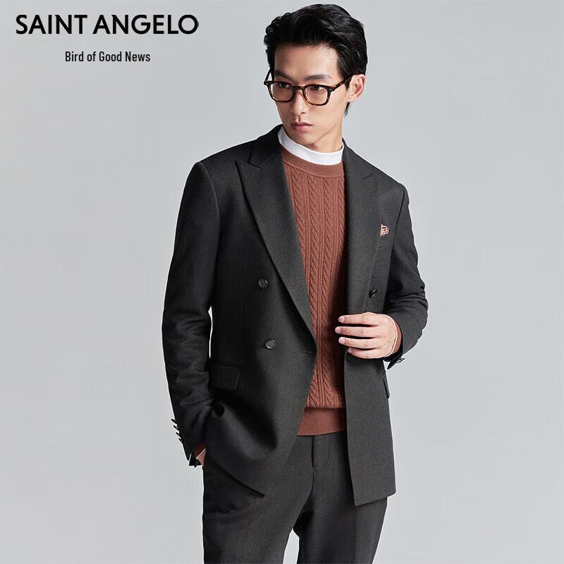 BAOXINIAO Men's Slim-Fit Double-Breasted Suit Jacket