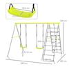 Four-In-One Metal Garden Swing Set, with Two Swings, Climber, Climbing Net - Green