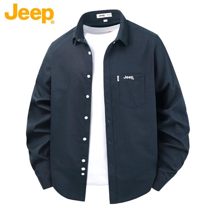JEEP Unisex Retro Solid Color Long Sleeve Casual Shirt