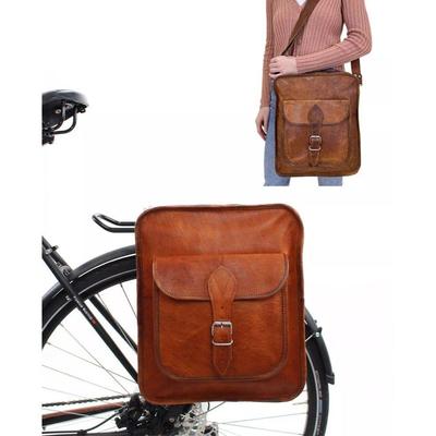 Free Personalization Pannier Shoulder Bag Bike Bag Leather Bag Brown Leather