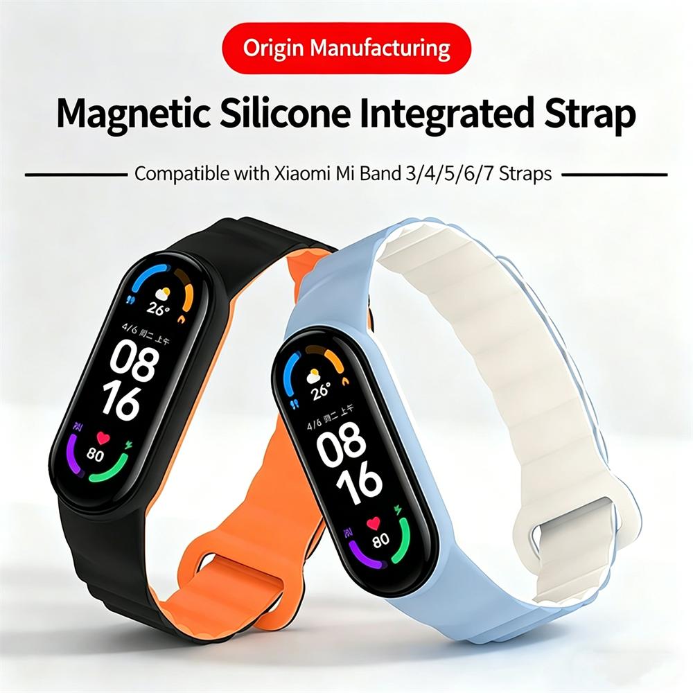 Silicone Magnetic Loop Strap for Xiaomi Mi Band 7 6 5 4 3 Bracelet Wristband Correa for Mi Band 8 9 Strap Mi Band 10 Belt Strap