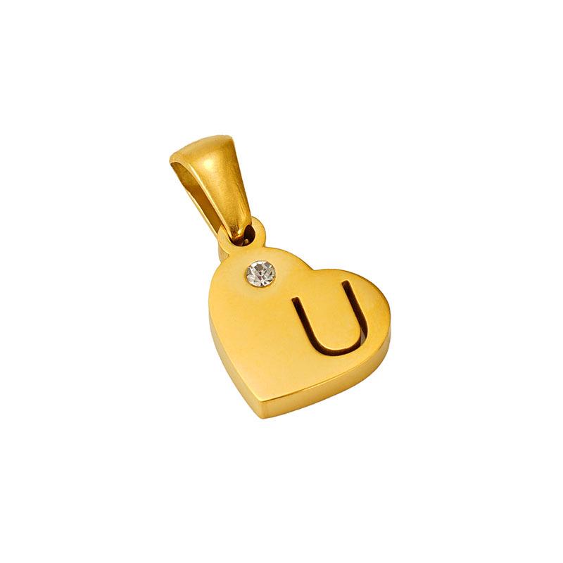 Pandantiv cu 26 de litere cu tema dragostei: Colier Inițial în Formă de Inimă din Oțel Inoxidabil pentru Femei