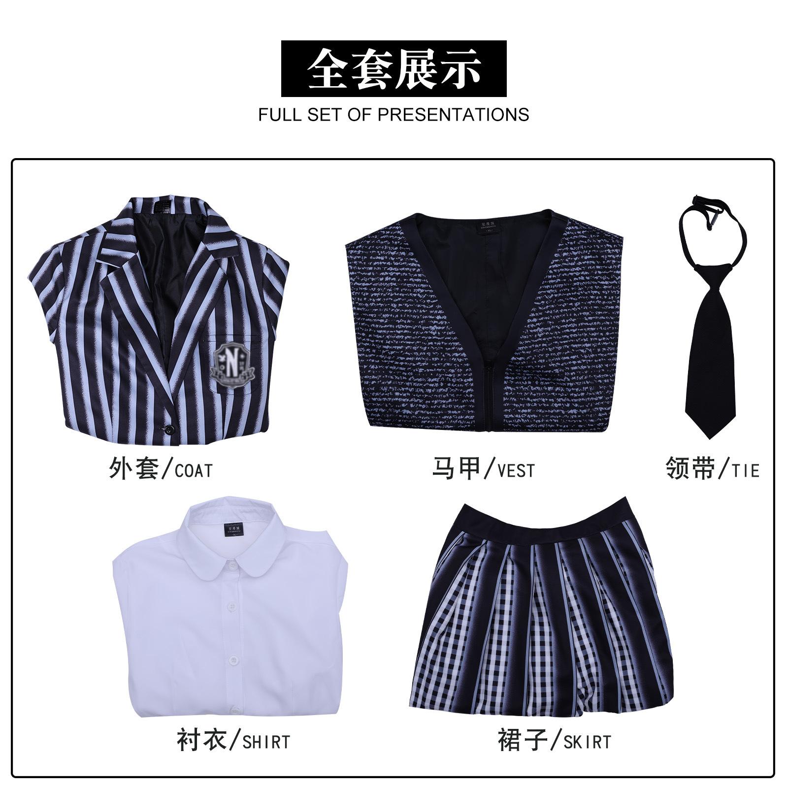 

Костюм для косплея Уэнсдей Аддамс, униформа, одежда для Хэллоуина, карнавальной вечеринки, Рождества, ролевых игр 3XL