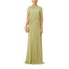 Abito Maxi da Donna con Scollo Alto, Maniche a Mantella, Pieghe, Verde Uniforme, Elegante Abito da Sera Formale