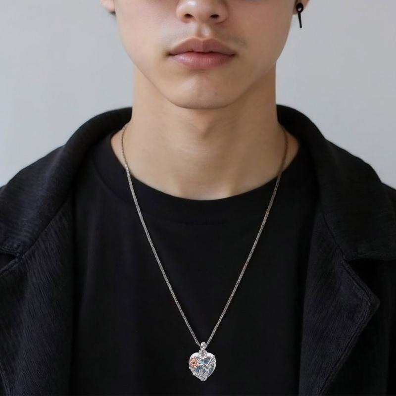 Colar Memorial Recipiente para Cinzas Medalhão Cremação Joia de Pescoço para Cinzas/Cabelo Colar Medalhão Elegante para Mulheres Homens