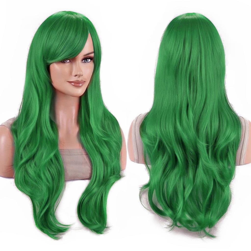 Parrucche Colorate Sintetiche Ondulate per Cosplay Lunghe 70cm con Frangia Parrucca Costume per Donne