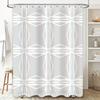 Modern Geometric Shower Curtain White Gray Bath Decor With Striped Pattern For Bathroom Set Includes Rod Rings (180X240Cm)