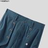 INCERUN Autumn Winter Men High Waist Solid Color Ruffled Casual Corduroy Long Pants