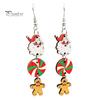 Decorative Wood Earrings 1 Pair Christmas Wooden Dangle Drop for Women, Cute Santa Fun Party Favors Gingerbread Candy Cane Earrings, Vintage