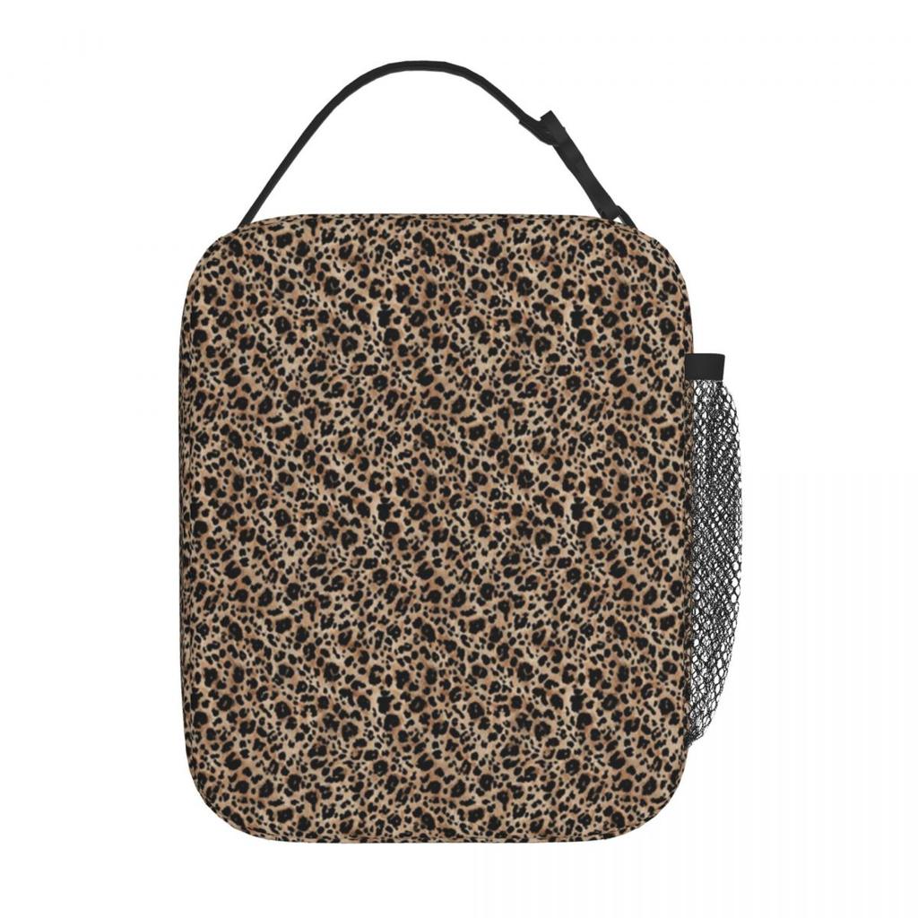 Braune Leopardenmuster-Isolierte Lunchtasche für Damen Büro-Kühltasche Thermische Lebensmittelbox Tragbare Lunchboxen Behälter