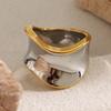 MamacitaSlay 316L Stainless Steel Two Tone Twisted Wide Ring Party Waterproof Jewelry Women's Unique Cool Ring High Quality Gift