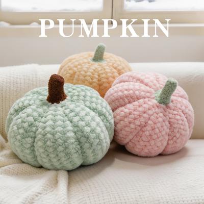 New Fashion Plush Pumpkin Pillow Soft Checkered Cushion Cute Colorful Pumpkin Plushies Throw Pillow For Sofa Bedroom Decor