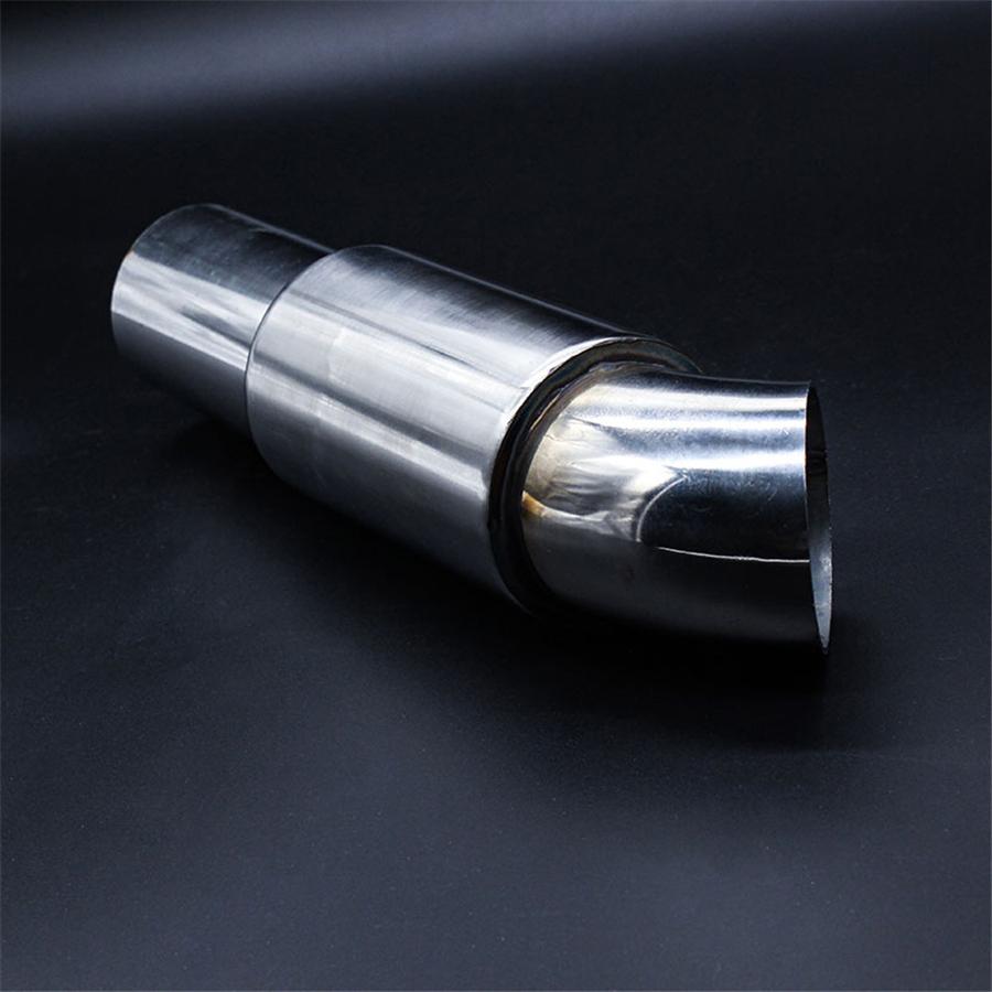 Universal Car Muffler Exhaust Pipe Tip Resonator Polished Bent Stainless Steel Burnt Tip And Silencer 2 "inlet To 2" Outlet Exhaust Tip Muffler
