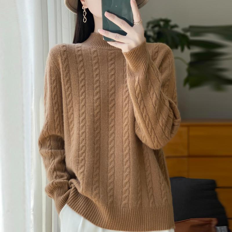 Women's Cashmere Sweater Qinghe Cashmere 30% Cashmere 70% Wool Autumn and Winter Pullover Warm and Fashionable