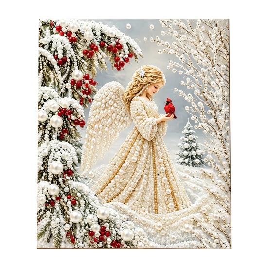 Parent Child Projects Christmas Faux Pearl Painting Kit, Santa Reindeer DIY Art Festive Wall Decorations 3D Angel Craft Kit for Adults, Home