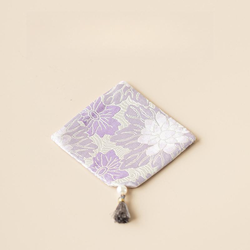 25 New Sifang Brocade Tassel Coaster Fabric Household Teacup Mat Tea Set Insulation Mat Premium Tea Ceremony Accessories