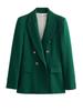 Retro Women Coat Long Sleeved V-neck Double Breasted Pocket Female Jacket Autumn Winter Commuter Lady Outwear