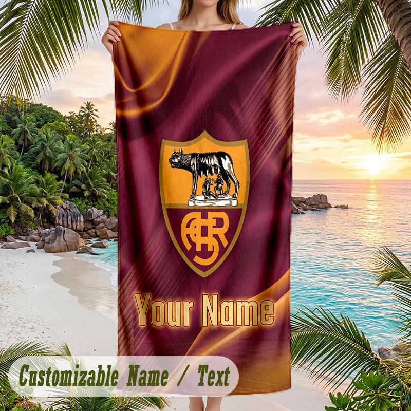 Beach Towel AS Roma Print Custom Name Text Soft Towel for Swimming Pool