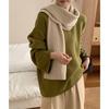 Crew Neck Large Size Pullover Sweater Autumn and Winter New Outer Size Lazy Wind Bottomed Knitted Sweater Women