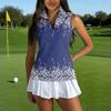 Camiseta Polo de Golf sin Mangas para Mujer con Cuello Cremallera Estampada Camiseta sin Mangas Deportiva para Deportes Tenis Running Entrenamiento Ejercicio