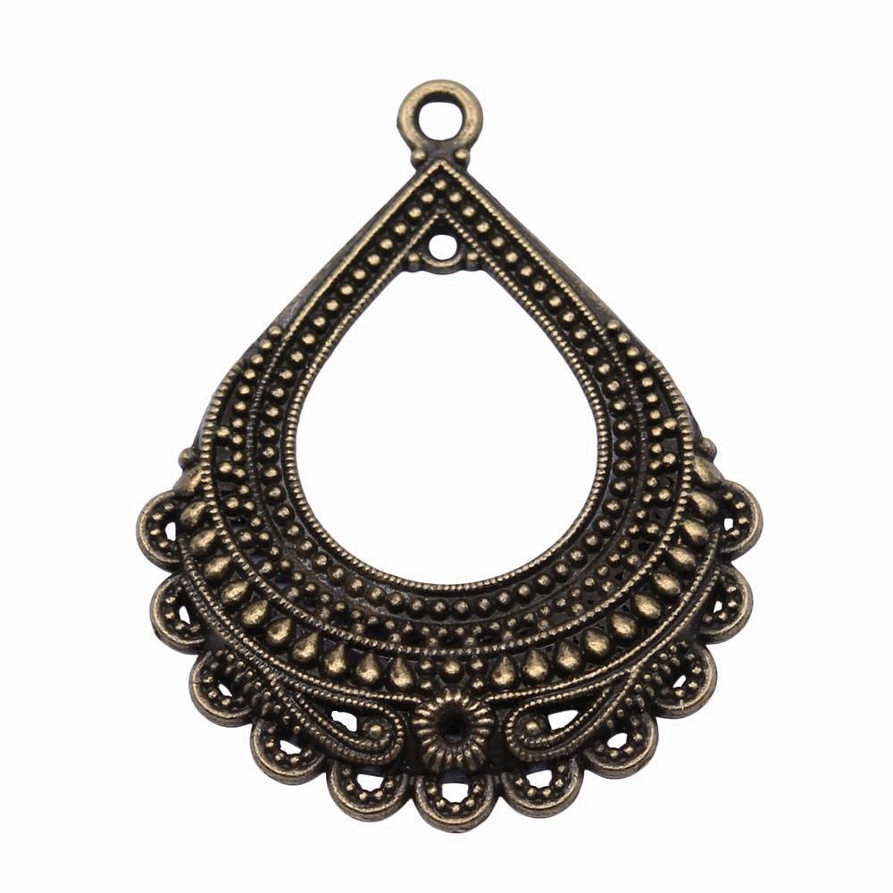 Irregular Oval Frame Connectors Moon Hammered Texture Links For Earring Making