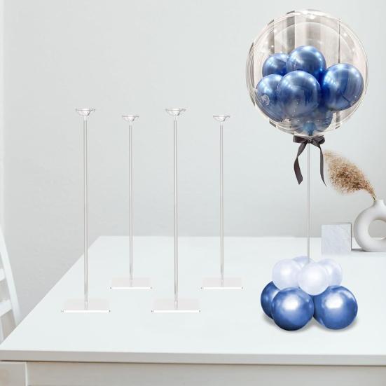 4 Stück Wiederverwendbares Acryl Ballonständer Set Hochleistungsfähiger Tischplatten Ballonstabhalter mit Basis für Mittelstücke Partys Hochzeiten Geburtstage
