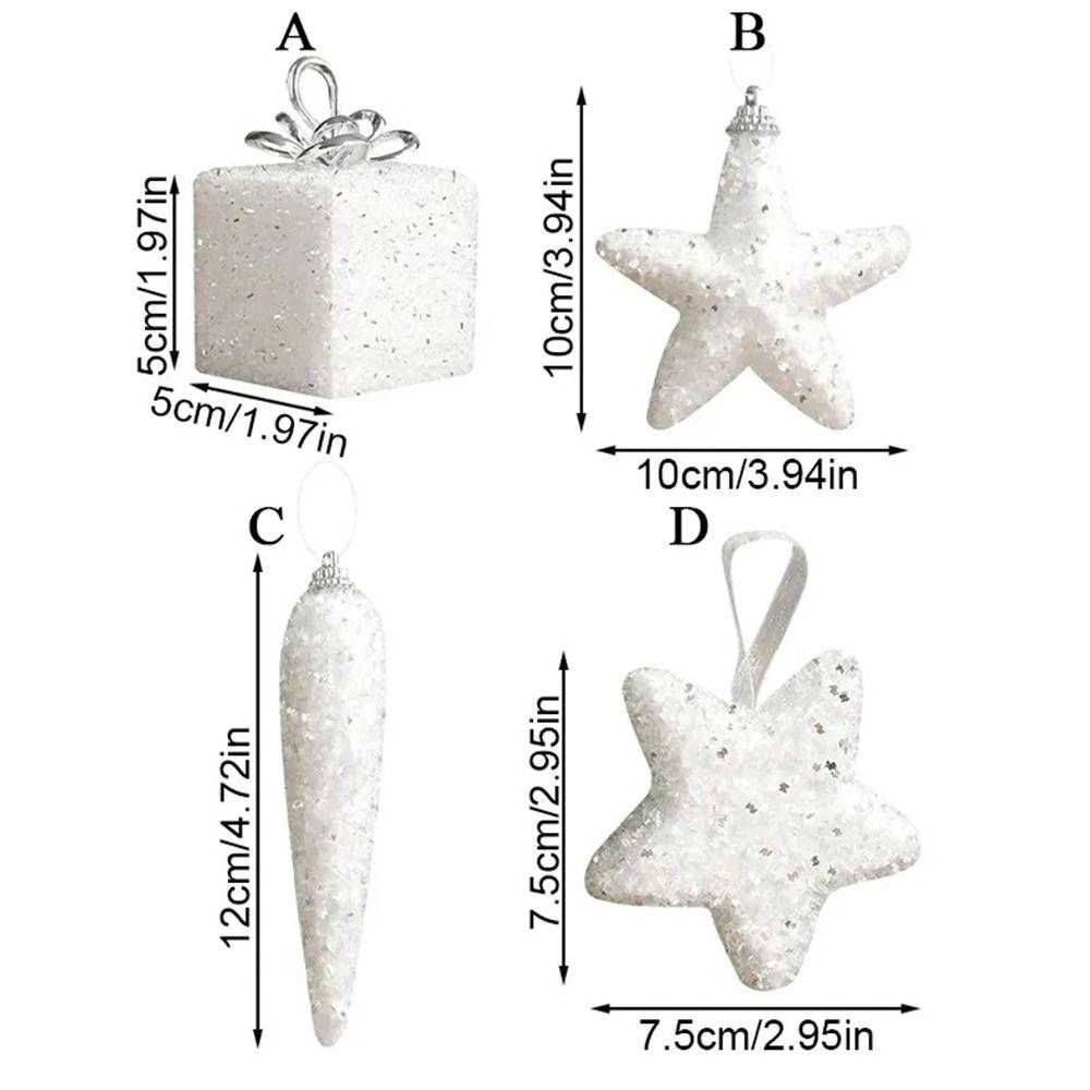 Gift Box White Foam Pendant Star Christmas Decorations Ornament Christmas Tree Pendant Home