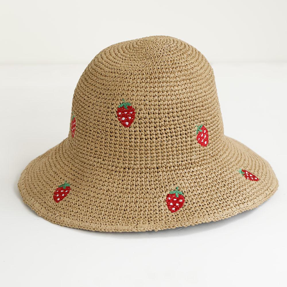 Garden Supplies My Women's 2026 New Handmade High Quality Simple Strawberry Sun Hat Floppy Summer Hats For Beach Panama Straw Dome Bucket Hat 56-58Cm