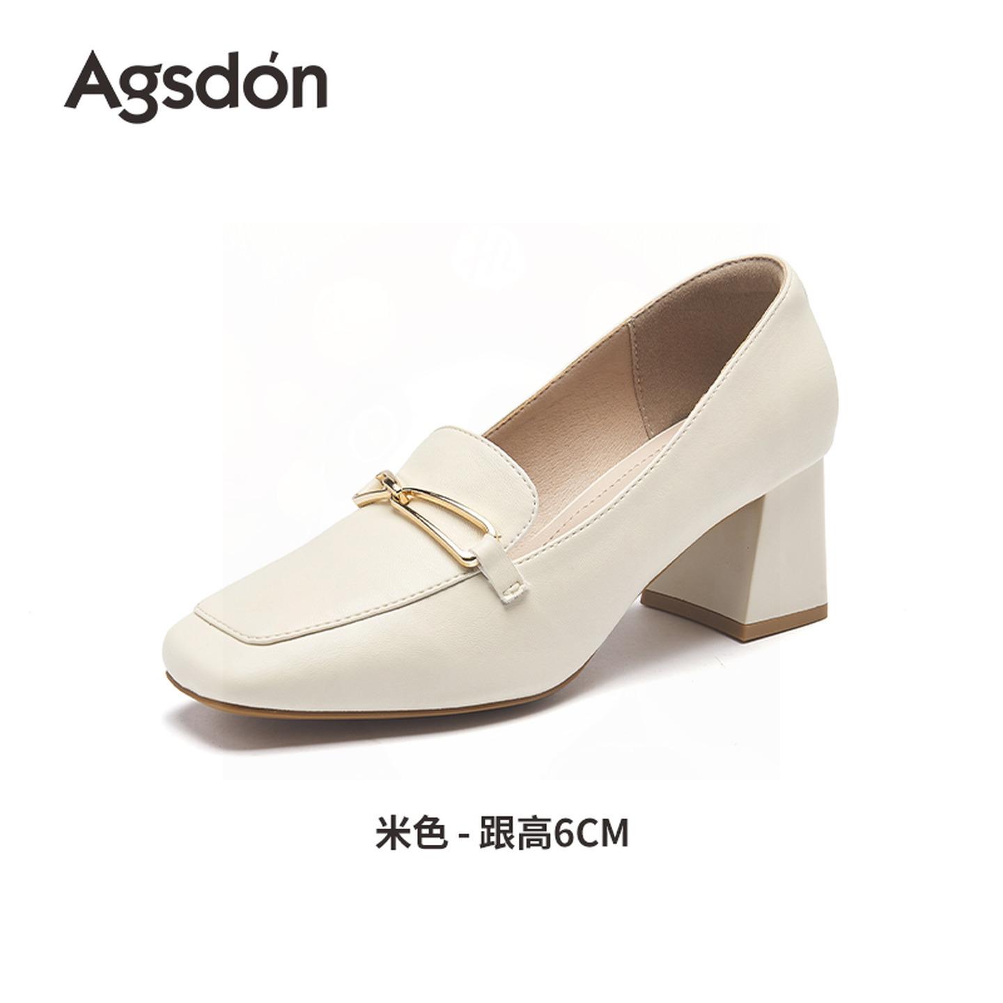 High-heeled single shoes, new autumn temperament is not tired, thick-heeled loafers, small leather shoes, mother shoes. 35